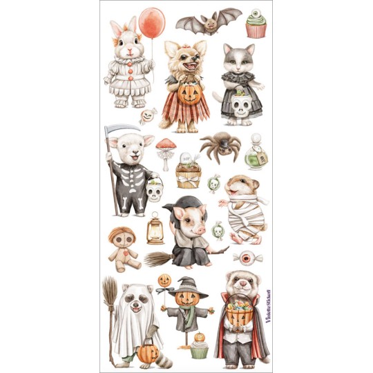 1 Sheet of Stickers Charming Animals in Halloween Costumes