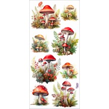 1 Sheet of Stickers Mushrooms and Ferns