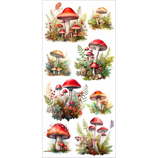 1 Sheet of Stickers Mushrooms and Ferns