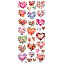 1 Sheet of Stickers Mixed Floral Hearts