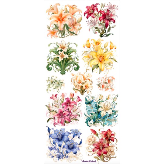 1 Sheet of Stickers Colorful Daylilies