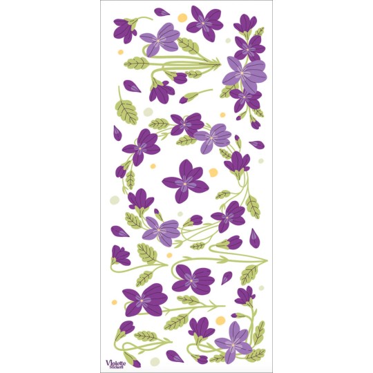 1 Sheet of Stickers Illustrated Violets