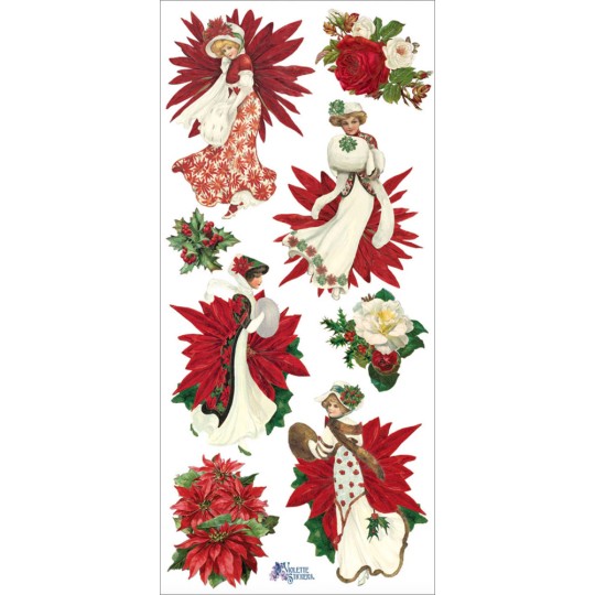 1 Sheet of Stickers Poinsettia Maidens