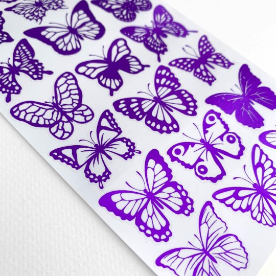 1 Sheet of Stickers Purple Foiled Butterflies