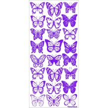 1 Sheet of Stickers Purple Foiled Butterflies