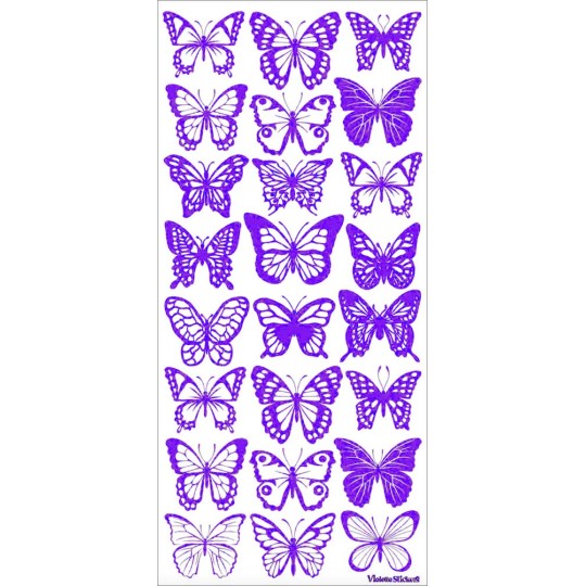 1 Sheet of Stickers Purple Foiled Butterflies