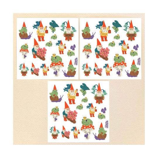 Petite Stickers of Garden Gnomes ~ 3 Sheets