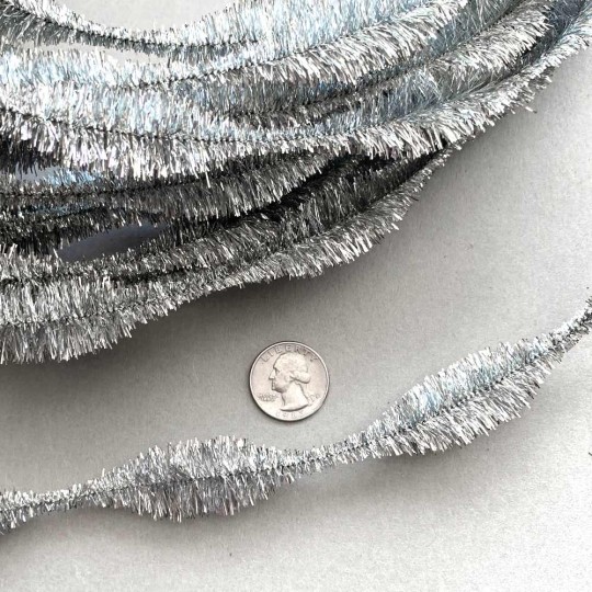 Metallic Tinsel Silver Chenille Stems-ChenilleSilver09mm
